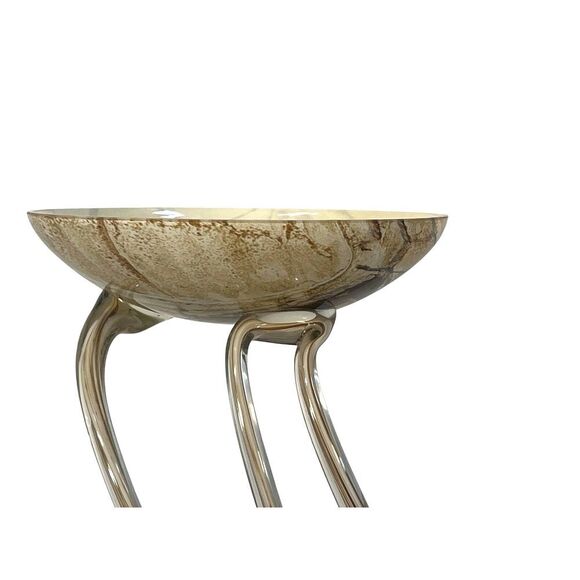 vint Jozefina Krosno Art Glass Jelly Fish 7'' Pedestal Bowl Dish made in Poland - Picture 5 of 12